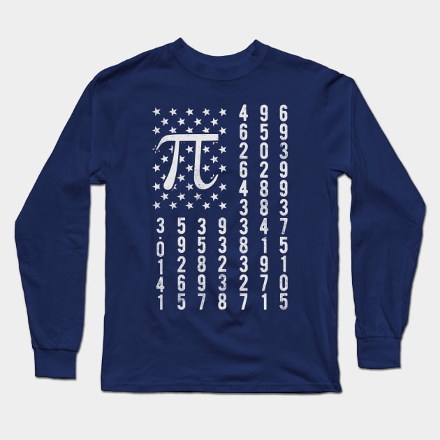 Vintage American Flag Happy Pi Day Math Nerd Gift Long Sleeve T-Shirt by HCMGift